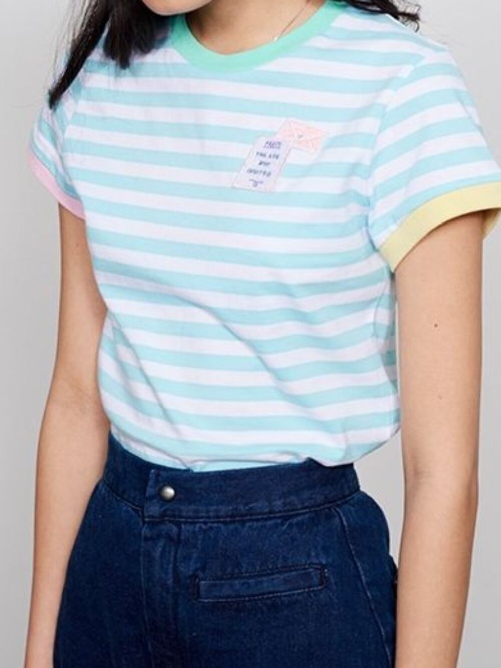 Lazy Oaf "Uninvited" Striped Tee – Size M